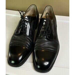 Stamati Mastroianni 11.5 N Handmade In Italy Black Oxford Shoes  With Toe Cap